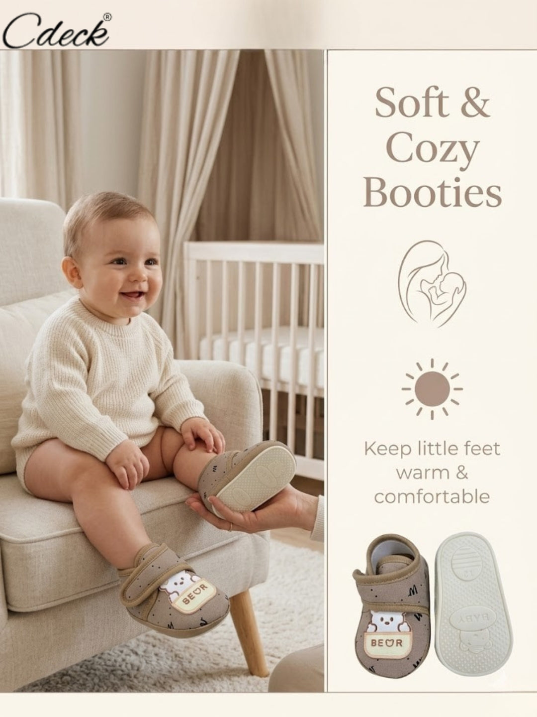 Cdeck Summer Booties for Kids | Soft & Breathable Baby Booties | 3-18  months