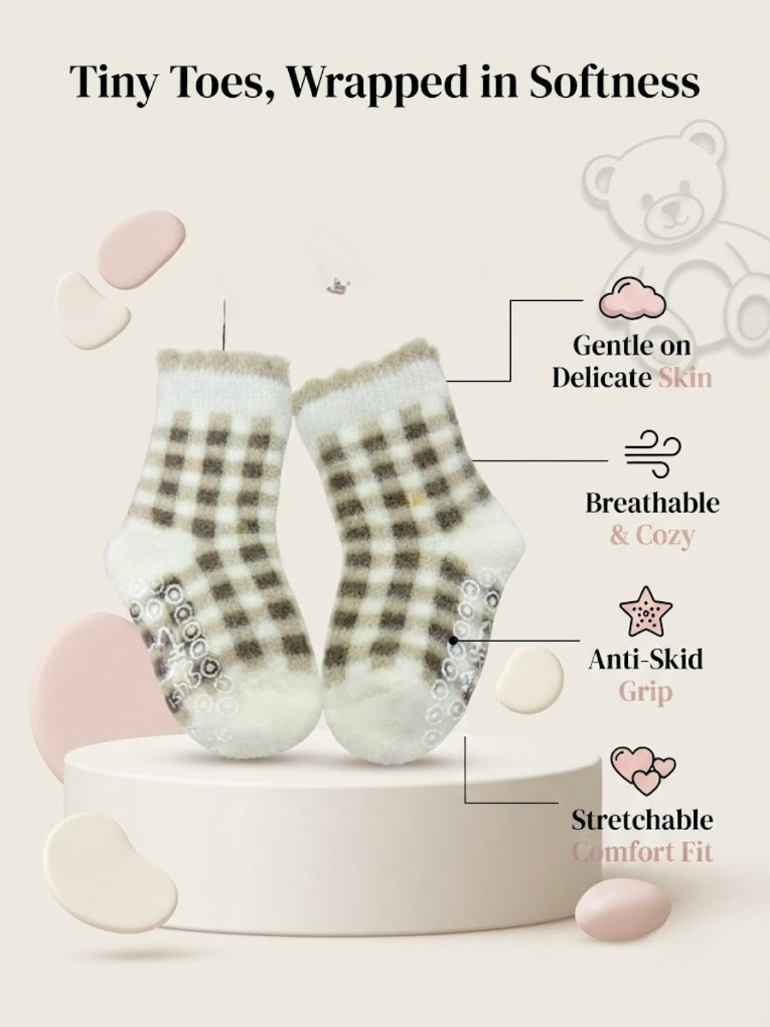 Cdeck Kids Winter Woolen Socks | Rabbit Hair Wool Soft Warm Stretchable Socks for Boys & Girls | 0–4 Years | Pack of 3 | Multicolor
