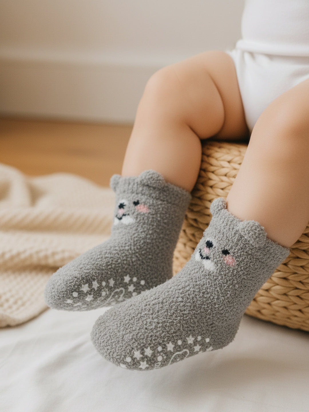 Cdeck Kids Rabbit Wool Anti-Slip Winter Socks | Soft, Warm & Comfortable | 0–4 Years