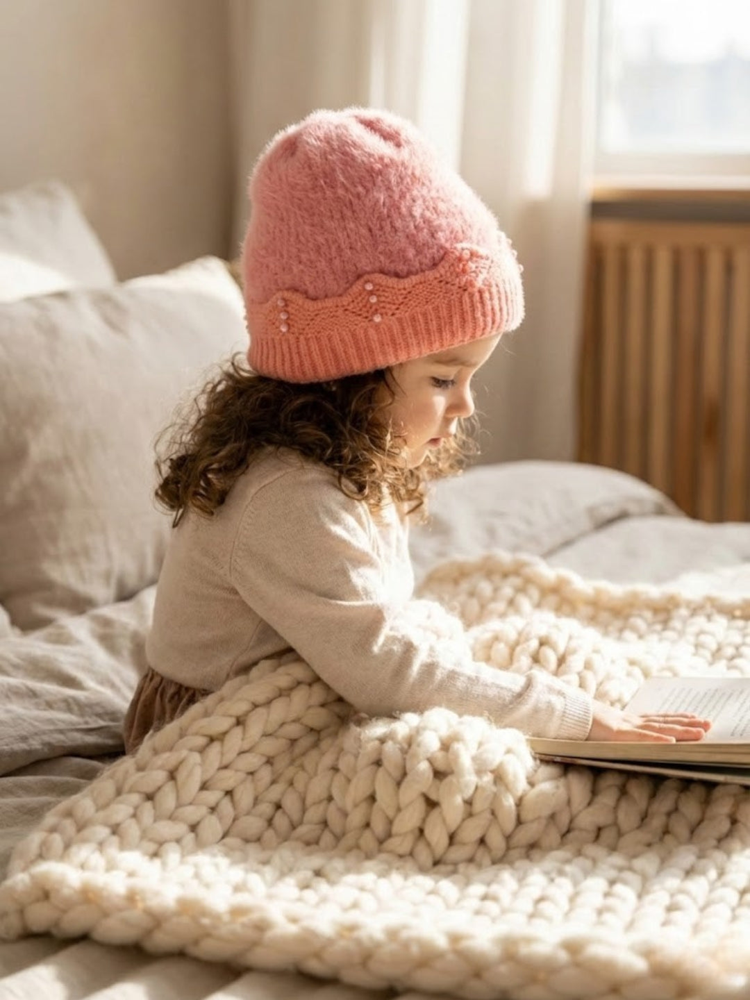 Cdeck Kids Woolen Winter Cap for Baby Girls | Soft, Warm & Comfortable | 1–2 Years