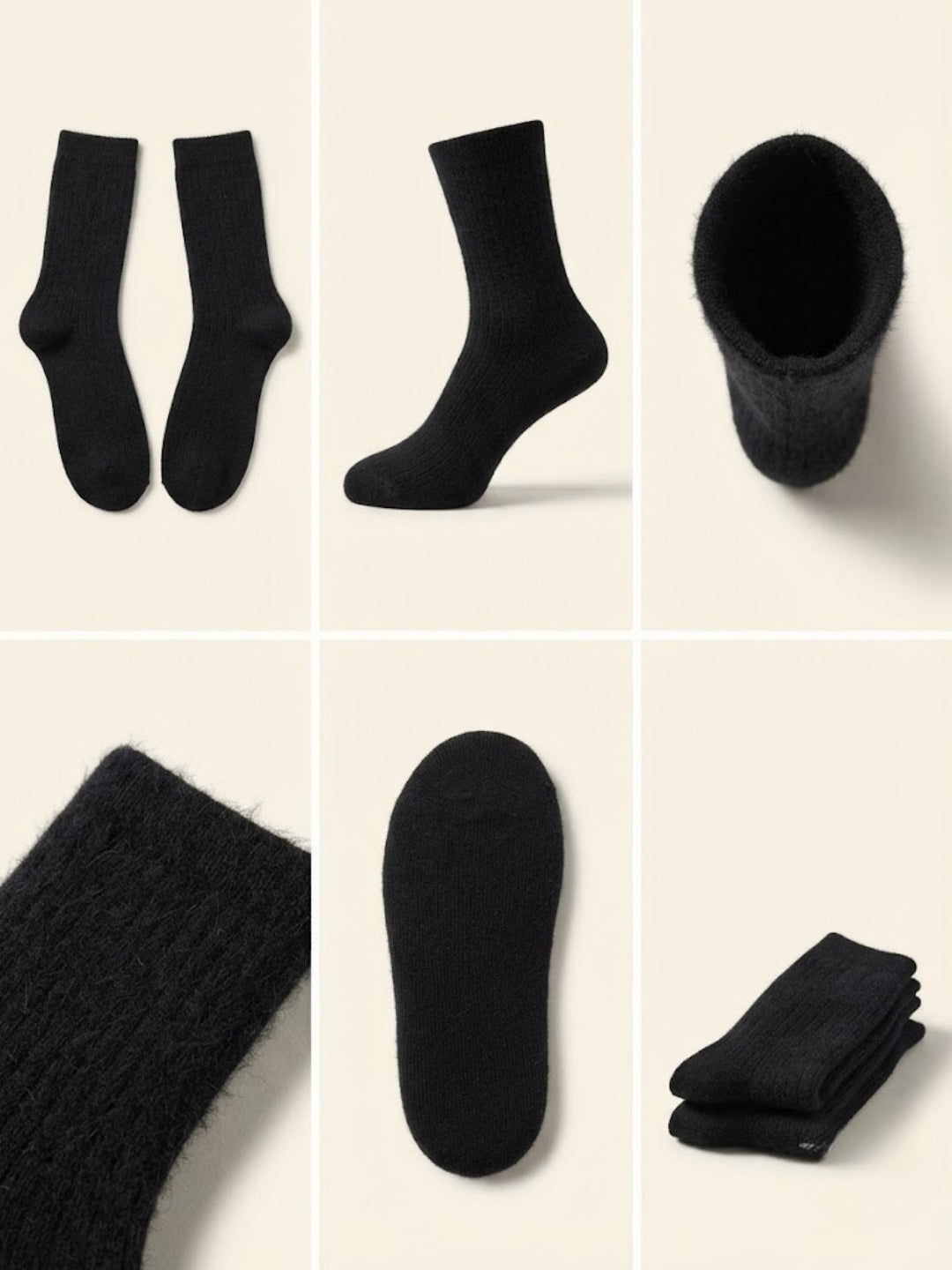 Cdeck Unisex Woolen Winter Socks | Soft Warm Wool Socks for Men & Women | Cozy Comfortable Winter Socks | Full Length | Black