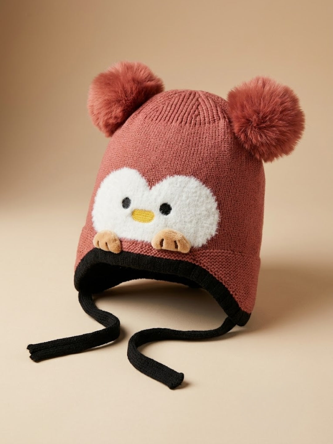 Cdeck Kids Woolen Winter Cap for Boys & Girls | Warm & Comfortable Winter Wear | 2–4 Years | Red