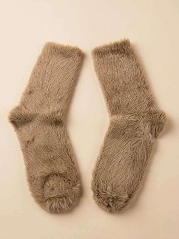 Cdeck Women’s Soft & Warm Fuzzy Socks | Cozy Thick Plush Winter Socks for Women | Beige