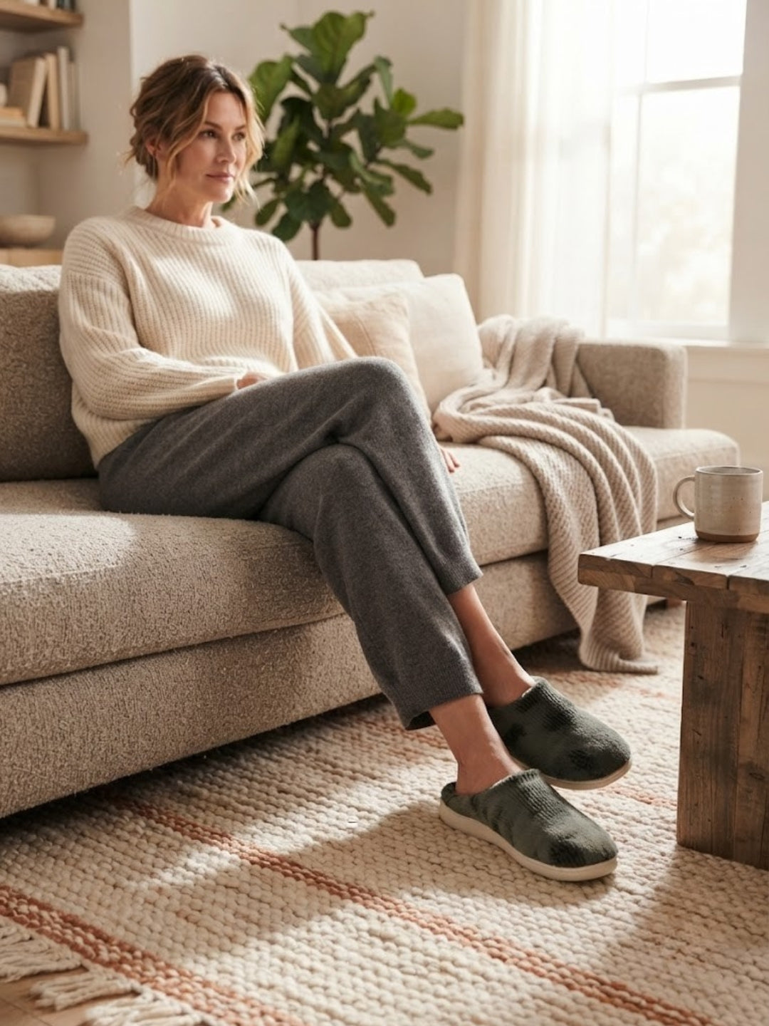 Cdeck Women’s Fuzzy Winter Slippers | Soft Plush  Slippers for Comfort & Warmth | Free Size | Green