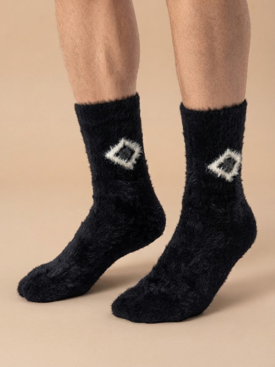 Cdeck Men’s Premium Hair Wool Winter Socks | Soft, Fuzzy, Warm & Comfortable Free Size | Black