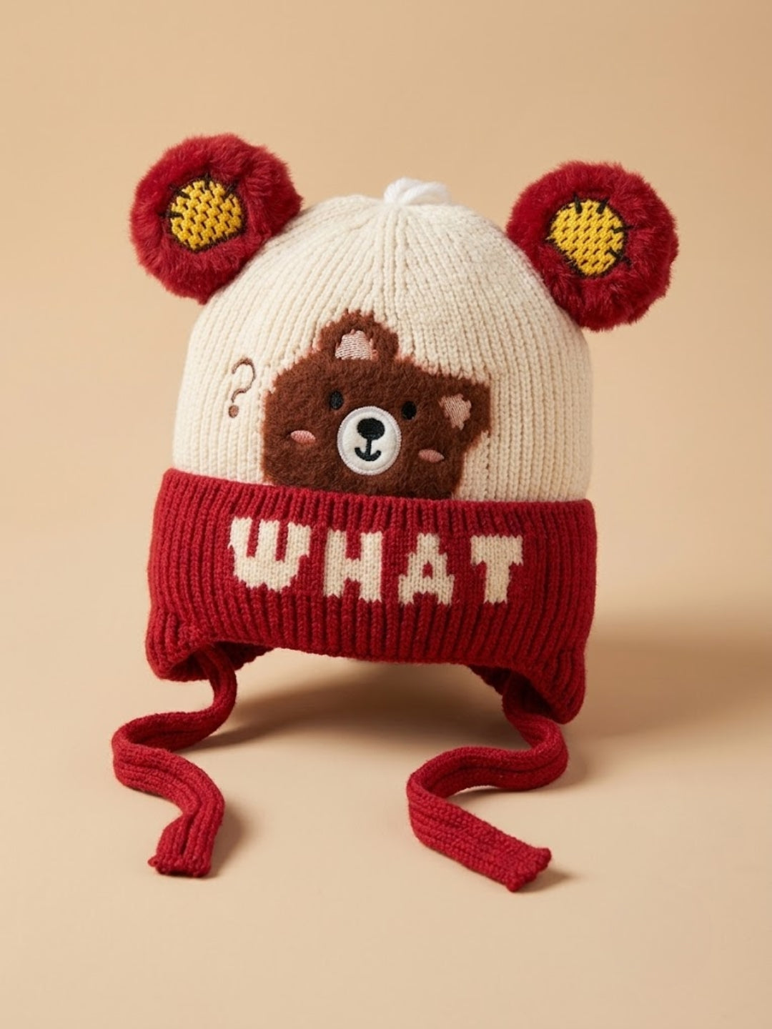 Cdeck Kids Woolen Winter Cap for Boys & Girls | Warm & Comfortable Winter Wear | 2–4 Years| Red