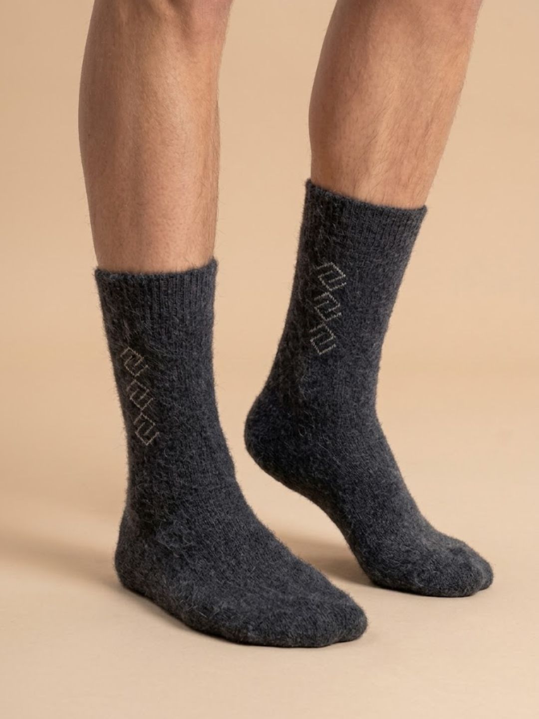 Cdeck Men’s Hair Wool Socks | Soft & Warm Winter Socks | Dark Grey | Single Pair