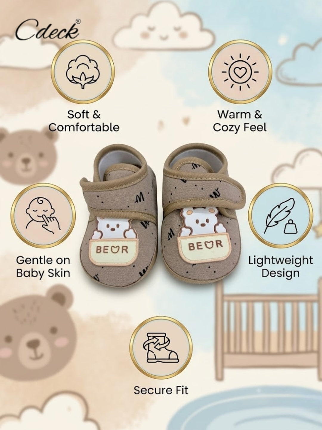 Cdeck Summer Booties for Kids | Soft & Breathable Baby Booties | 3-18  months