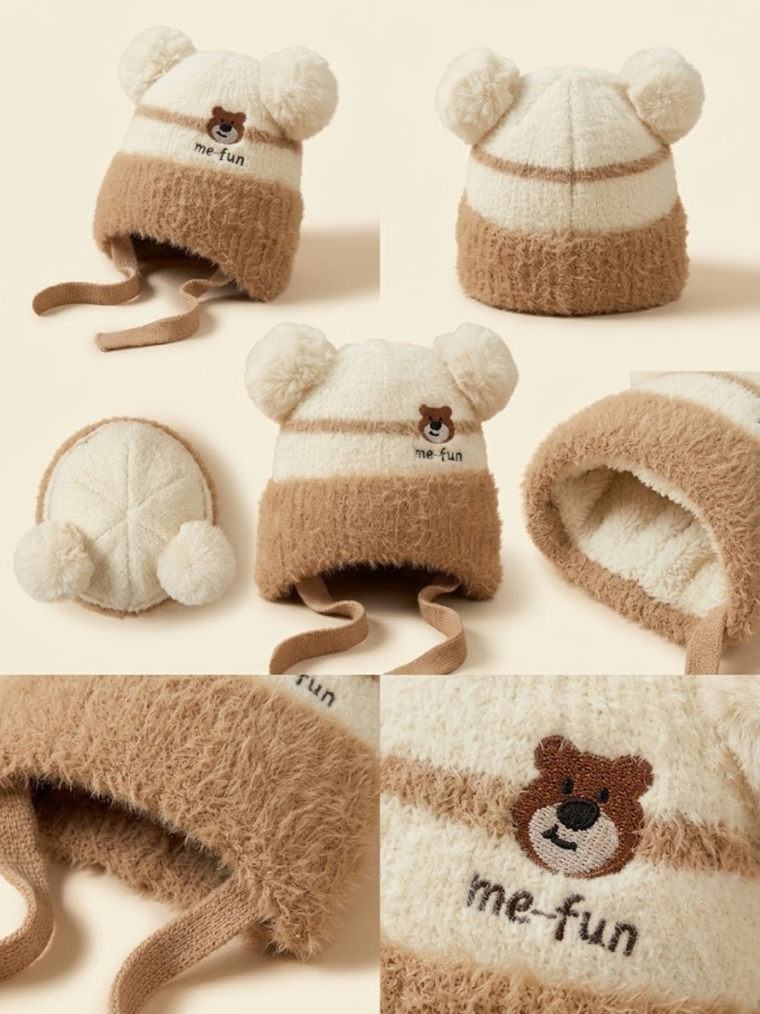 Cdeck Kids Woolen Winter Cap for Boys & Girls | Warm & Comfortable Winter Wear | 2–4 Years  | Beige