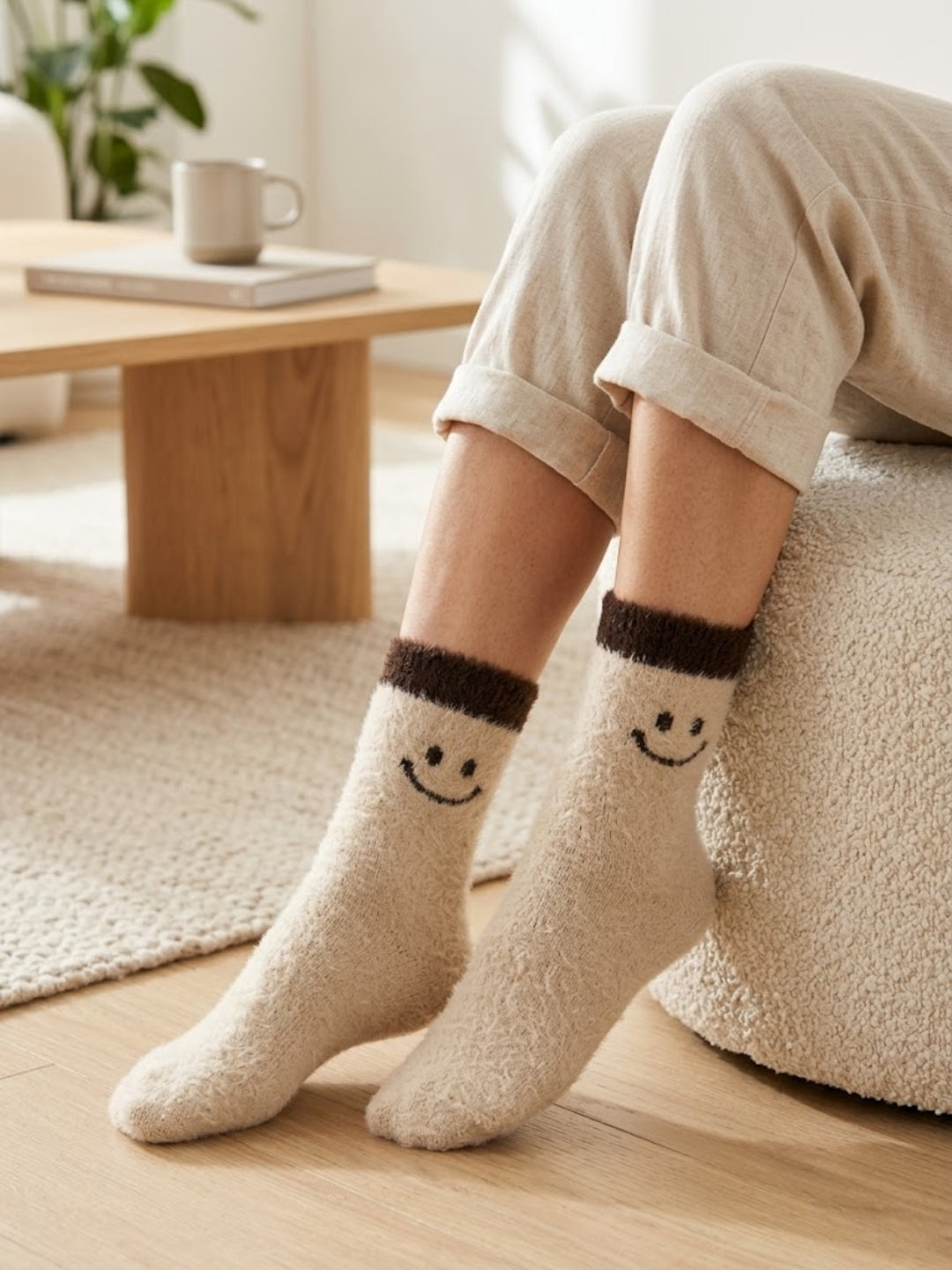Cdeck Women’s Wool Socks | Soft & Warm Woolen Winter Socks | Free Size | Beige