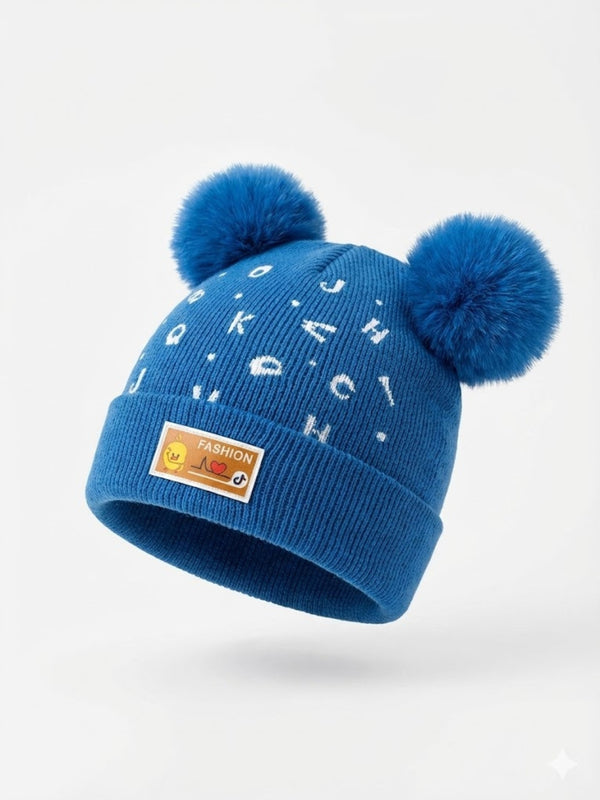 Cdeck Cable Knit Woolen Winter Beanie Cap with Pom Pom | Soft, Warm & Comfortable | 1-3 Years