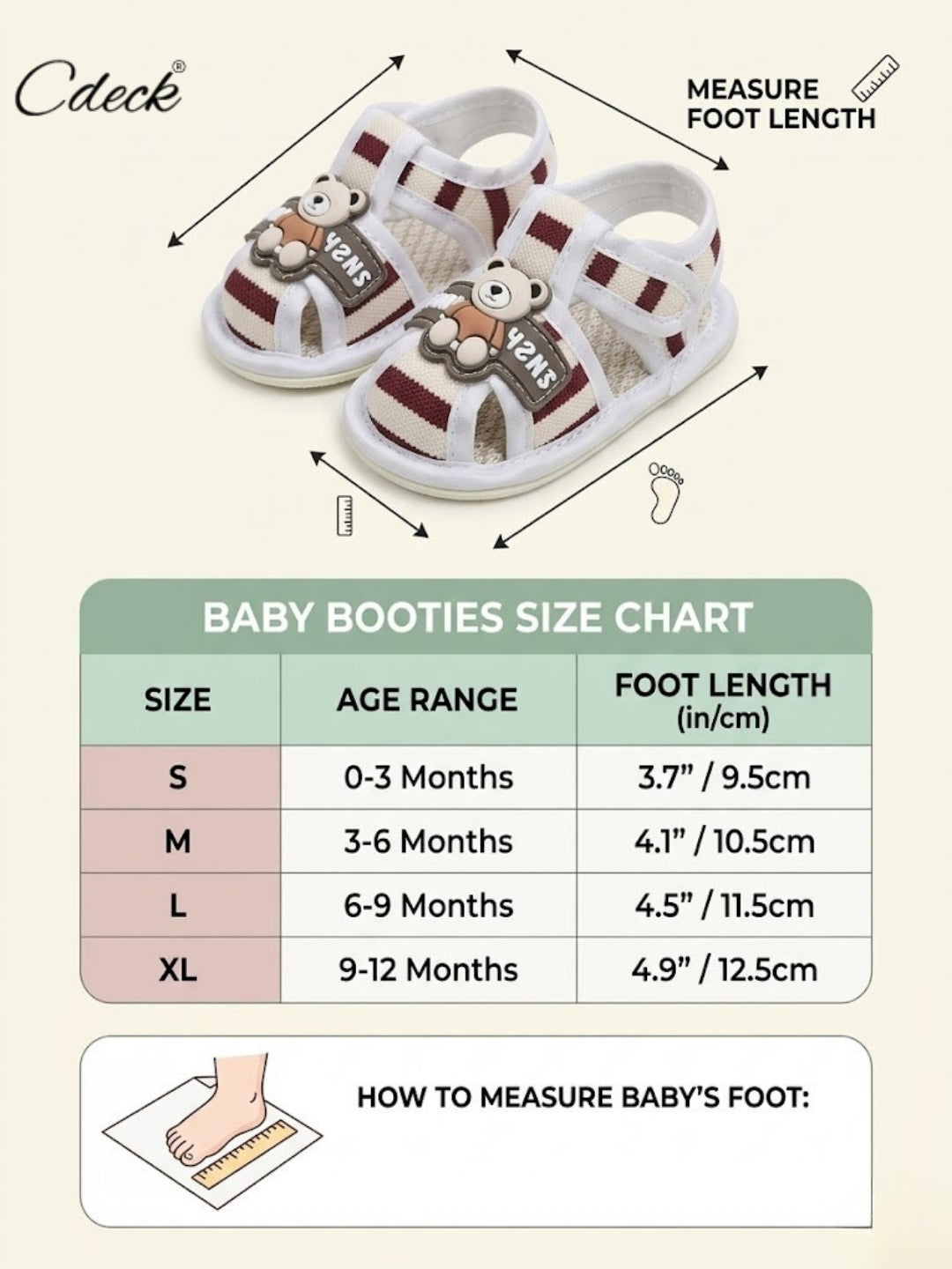 Cdeck Baby Sandals for Girls & Boys | Soft, Lightweight & Comfortable | 3 -1 8 months