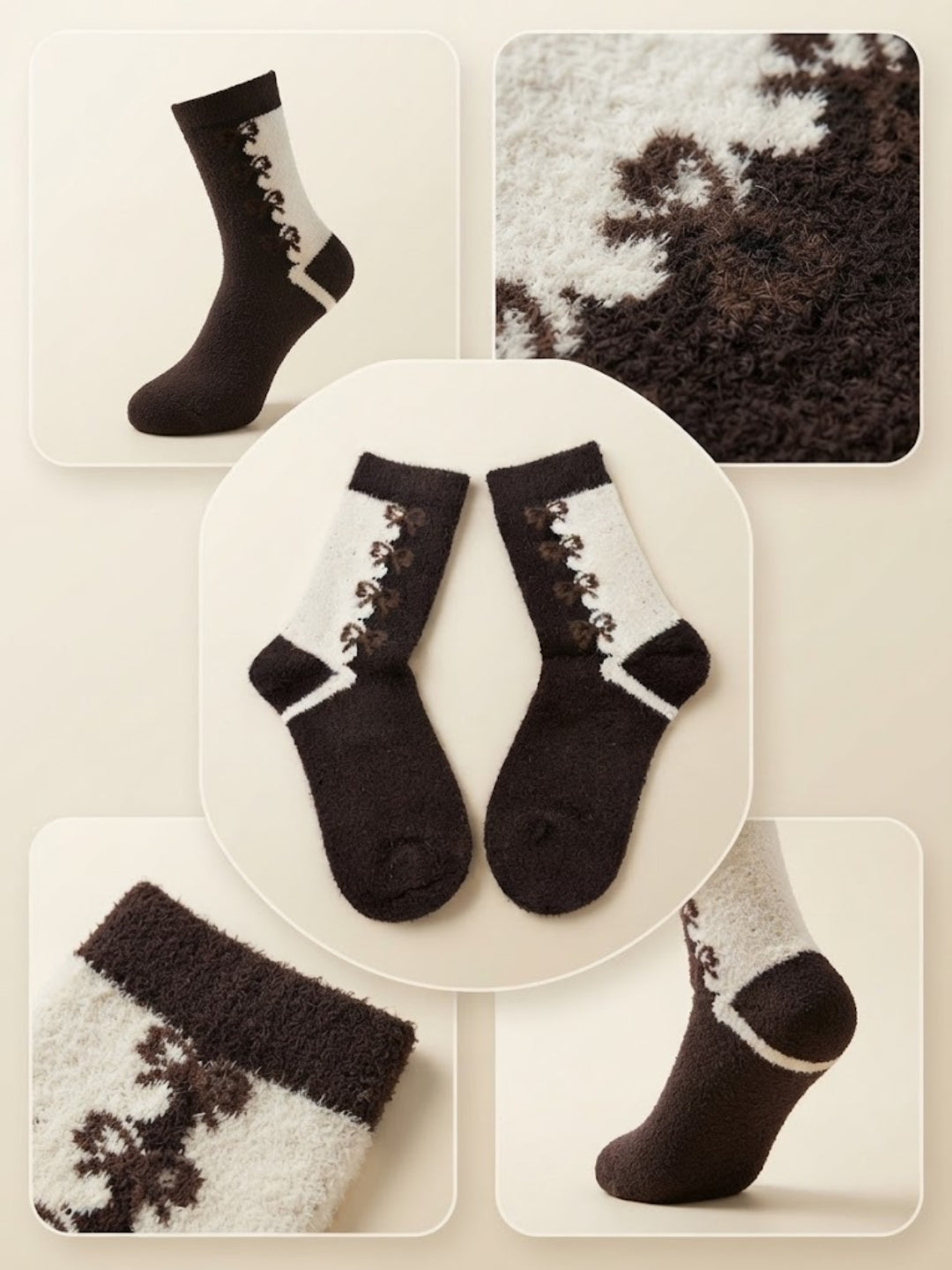Cdeck Women Premium Hair Wool Socks Combo | Soft Warm Fuzzy Winter Socks | Grey & Black | Free Size