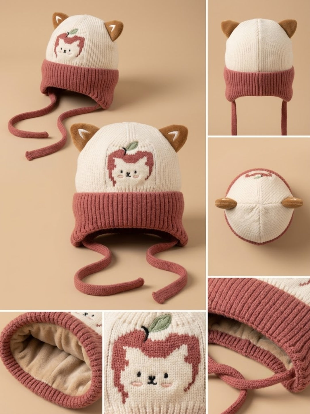 Cdeck Kids Woolen Winter Cap for Boys & Girls | Warm & Comfortable Winter Wear | 2–4 Years | Red