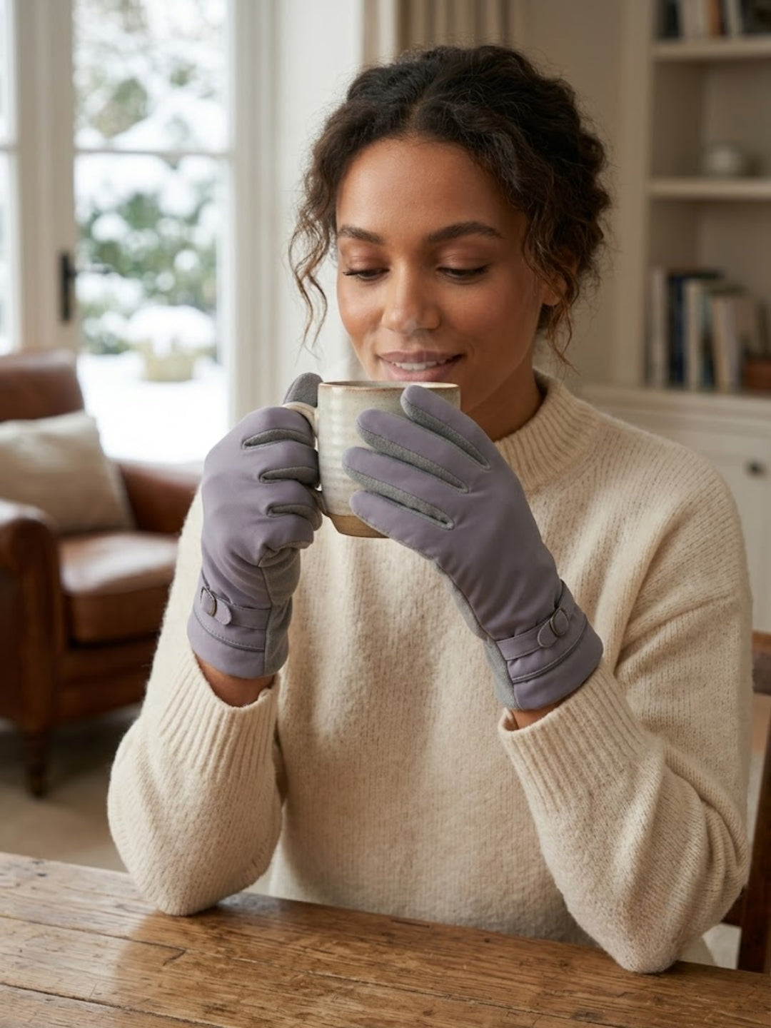 Cdeck Women’s Woolen Gloves | Warm & Stylish | Screen Friendly | Full-Finger | Free Size | Grey