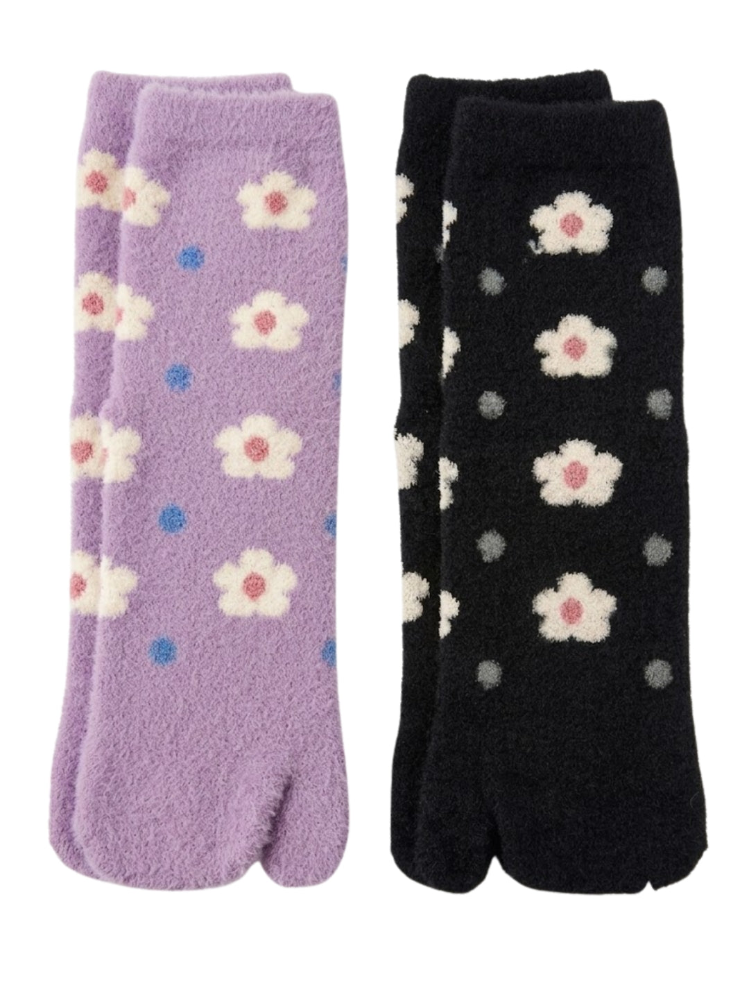 Cdeck Premium Rabbit Wool Socks for Women | Purple & Black Floral Combo |  Free Size