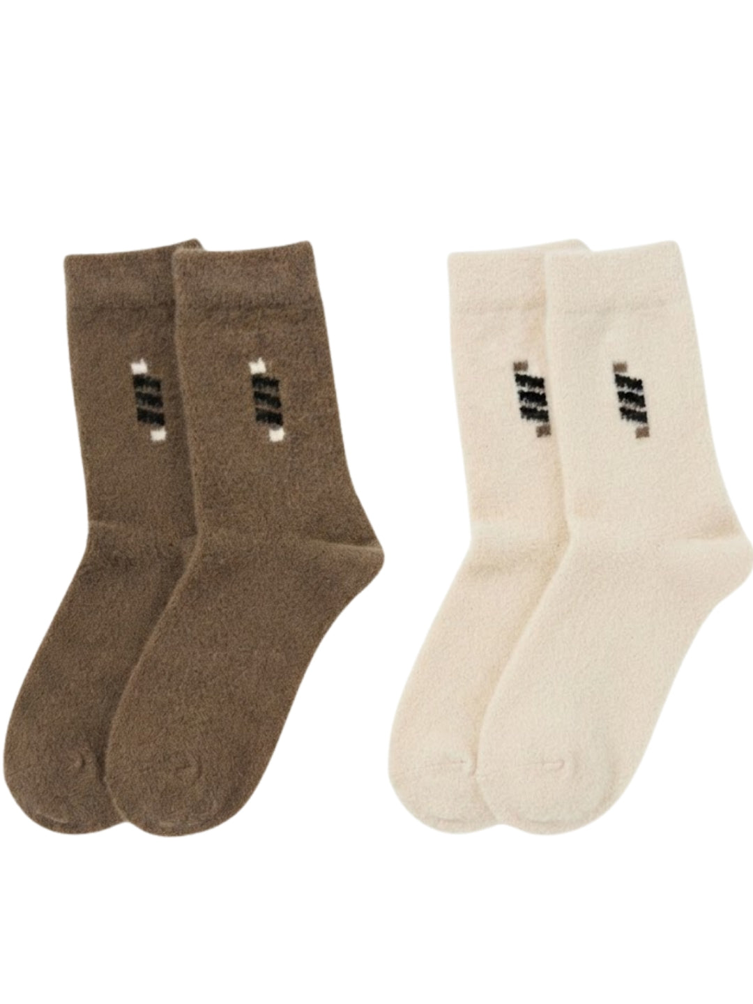 Cdeck Men’s Premium Hair Wool Winter Socks |Soft, Fuzzy, Warm & Comfortable | Brown & White | Free Size