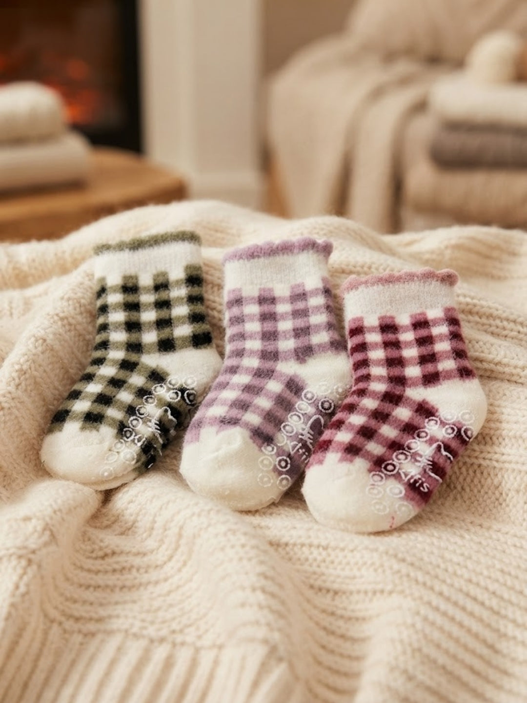 Cdeck Kids Winter Woolen Socks | Rabbit Hair Wool Soft Warm Stretchable Socks for Boys & Girls | 0–4 Years | Pack of 3 | Multicolor