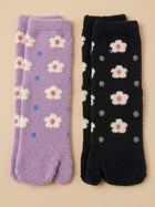 Cdeck Premium Rabbit Wool Socks for Women | Purple & Black Floral Combo |  Free Size