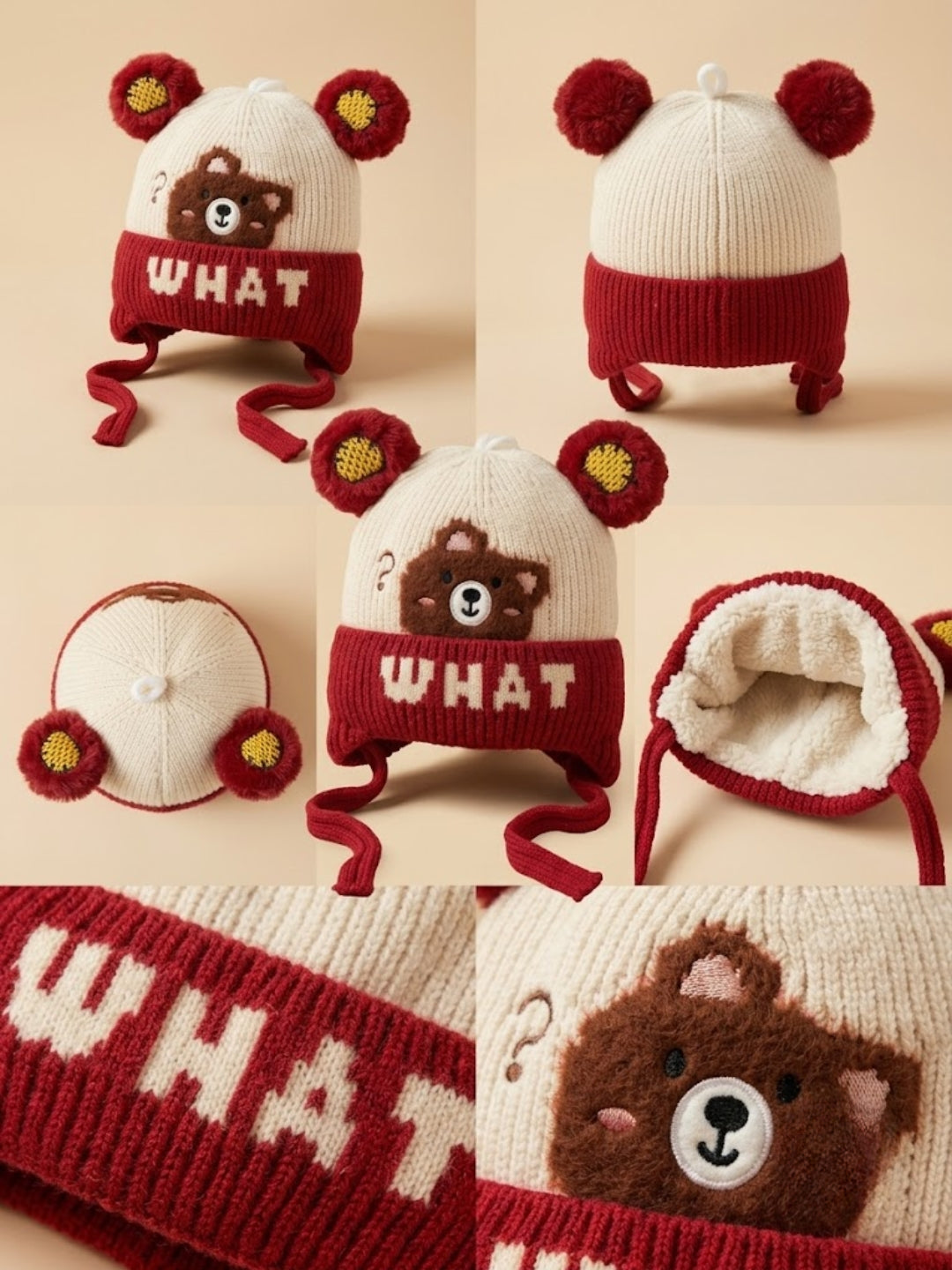 Cdeck Kids Woolen Winter Cap for Boys & Girls | Warm & Comfortable Winter Wear | 2–4 Years| Red