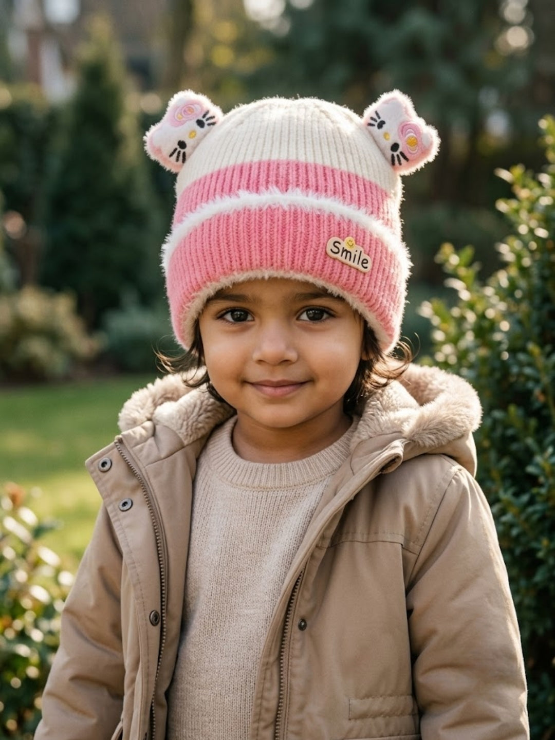 Cdeck Kids Woolen Winter Cap for Boys & Girls | Warm & Comfortable Winter Wear | 2–4 Years | Pink