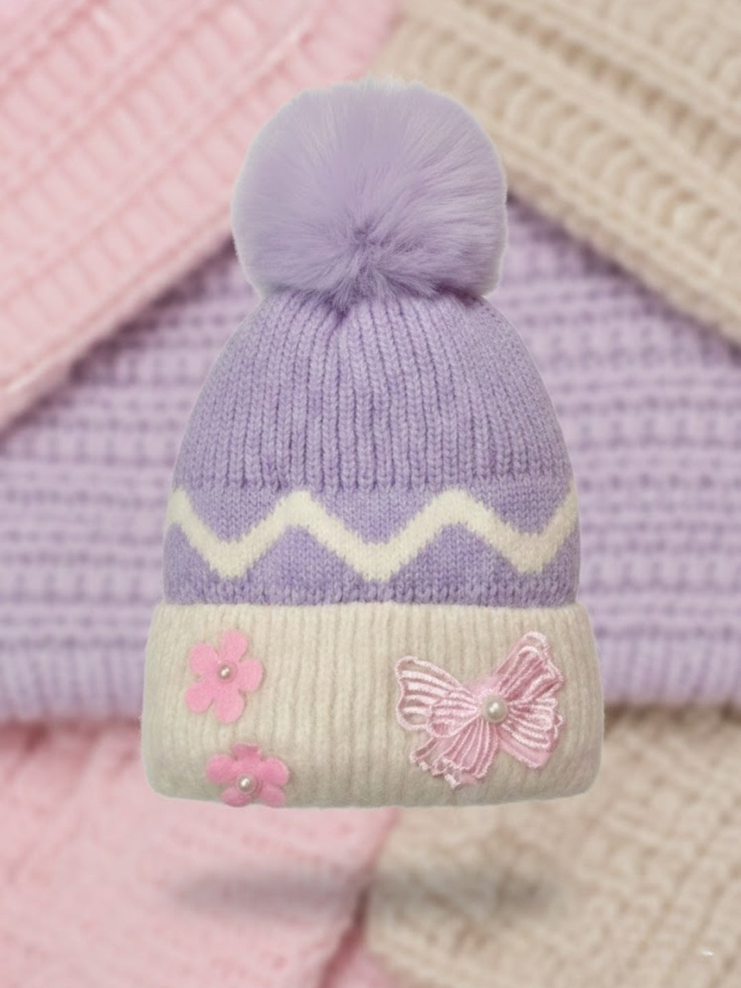 Cdeck Kids Woolen Winter Cap for Baby Girls | Soft, Warm & Comfortable | 1–2 Years