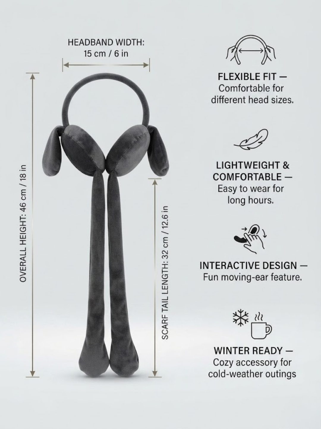 Cdeck Velvet Earmuffs for Girls & Women, Soft Warm Winter Earmuffs with Long Hanging Ear Covers, Free Size