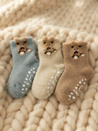 Cdeck Kids Winter Woolen Socks | Soft Fuzzy Rabbit Hair Wool Socks with Anti-Skid Sole | 0–4 Years | Pack of 3 | Multicolor