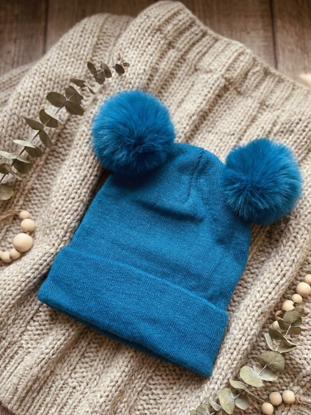 Cdeck Cable Knit Woolen Winter Beanie Cap with Pom Pom | Soft, Warm & Comfortable | 1-3 Years