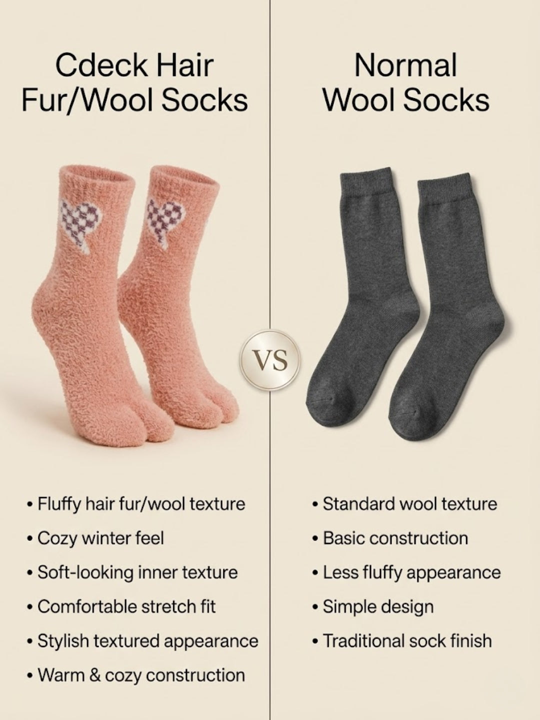 Cdeck Women’s Premium Fuzzy Split-Toe Socks – Cute Bunny Design | Warm Winter Socks | Free Size | Pink
