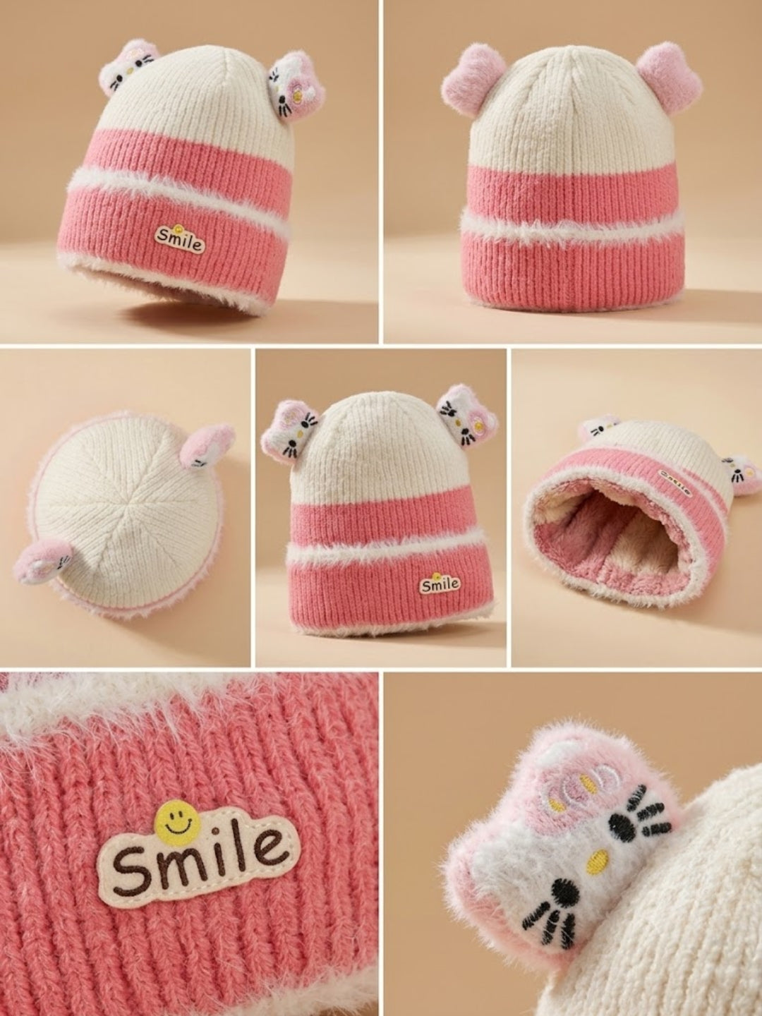 Cdeck Kids Woolen Winter Cap for Boys & Girls | Warm & Comfortable Winter Wear | 2–4 Years | Pink