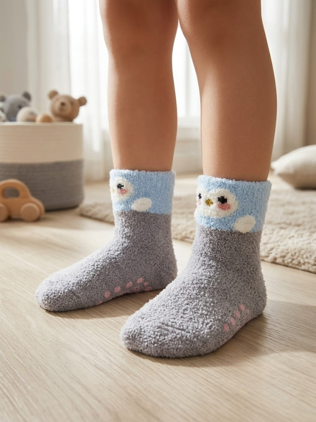 Cdeck Kids Winter Woolen Socks for Baby Boys & Girls | Soft Fuzzy Warm Socks with Anti-Skid Sole | 0–4 Years | Pack of 3