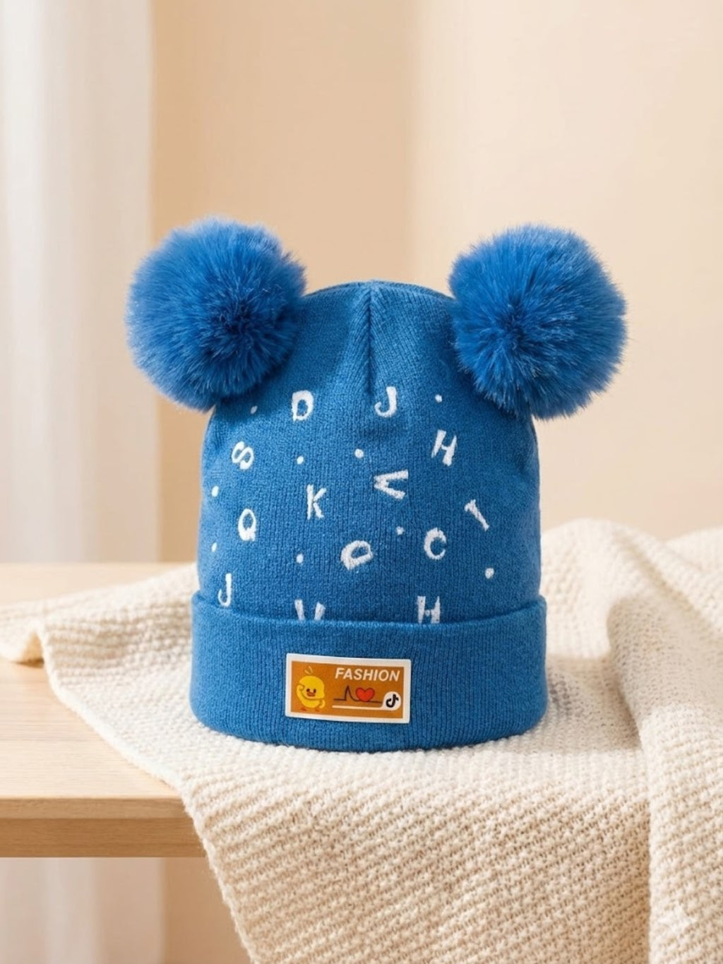 Cdeck Kids Woolen Winter Cap with Double Pom Pom Design