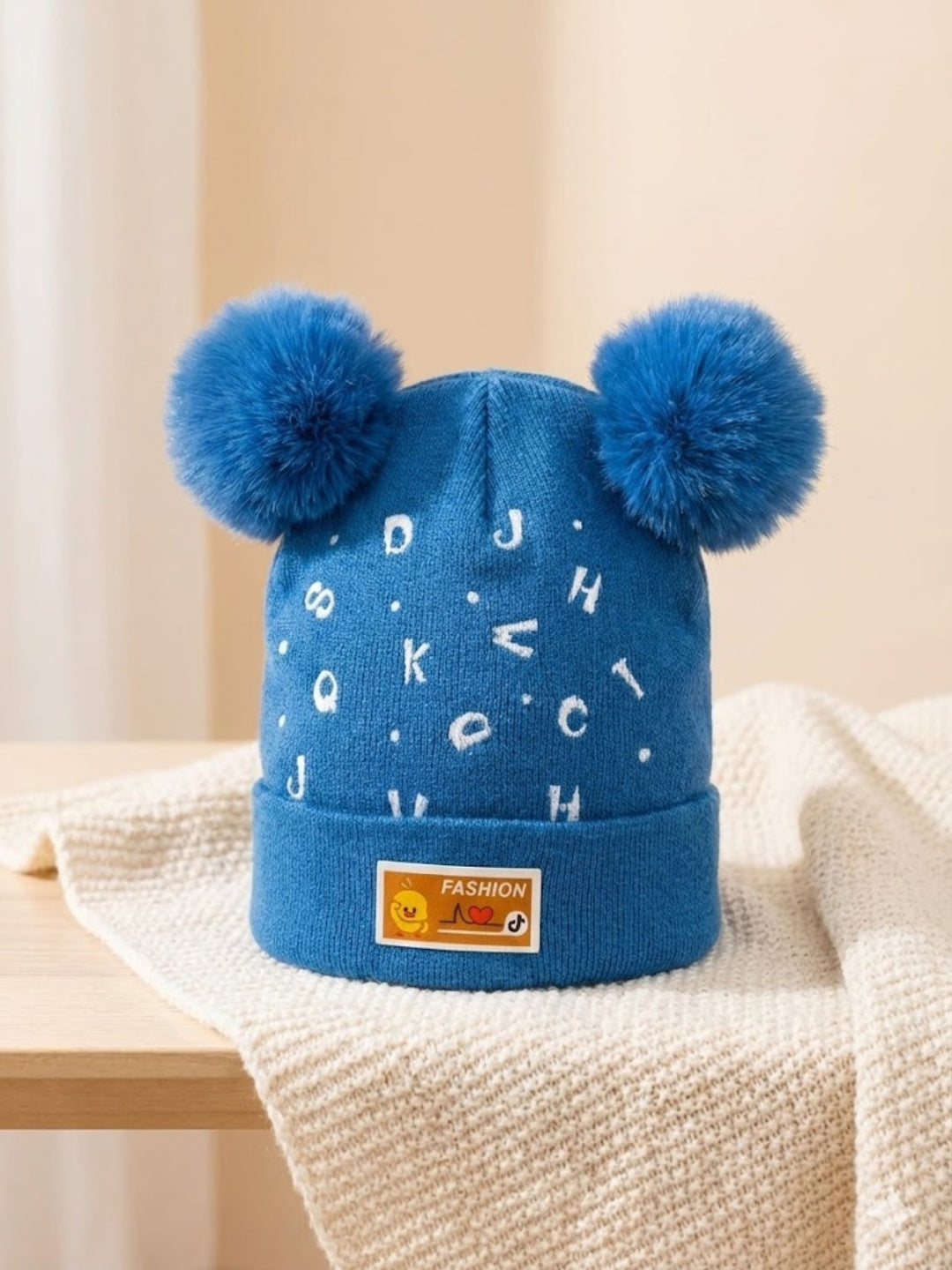 Cdeck Cable Knit Woolen Winter Beanie Cap with Pom Pom | Soft, Warm & Comfortable | 1-3 Years