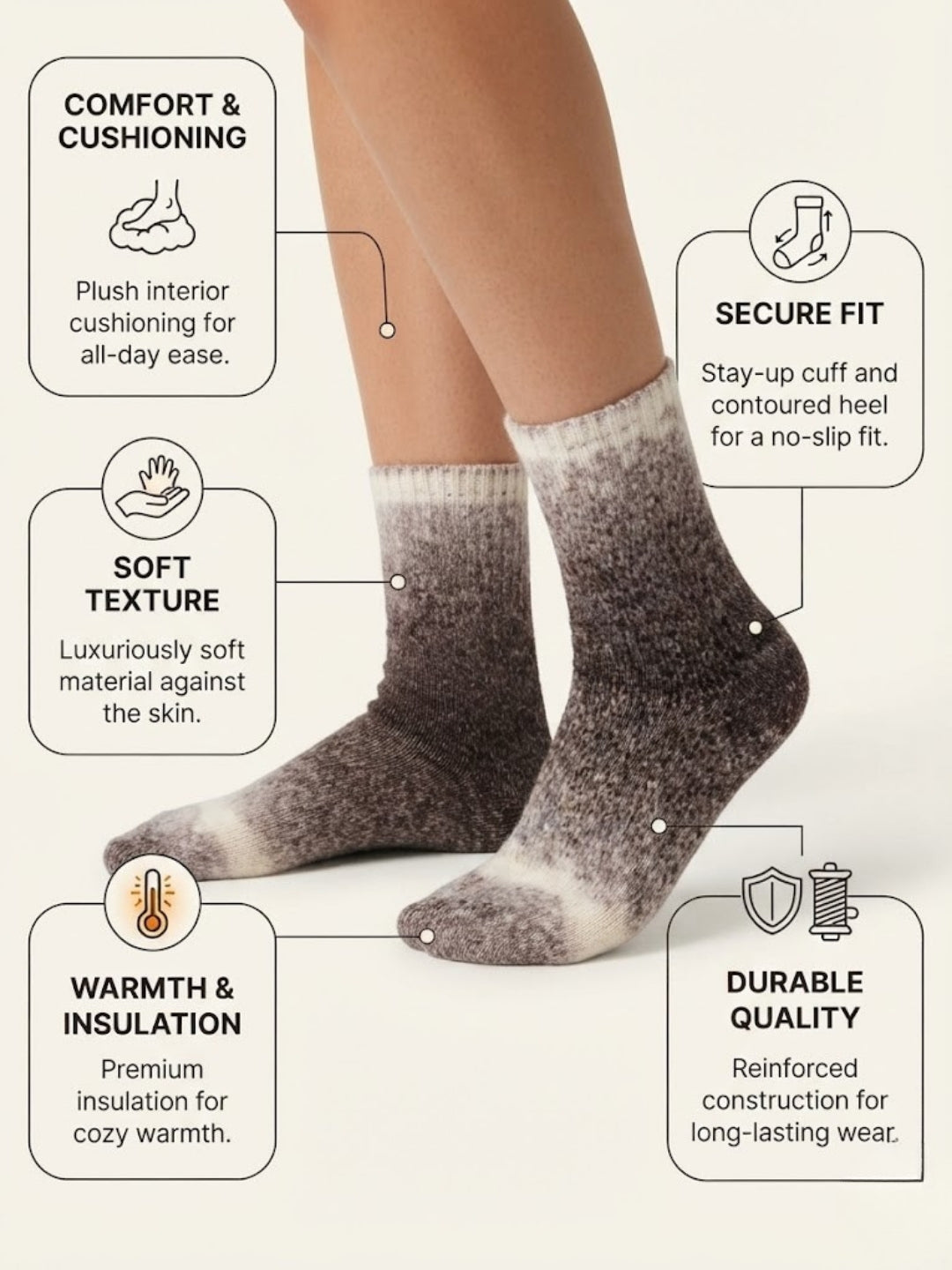 Cdeck Unisex Fuzzy Winter Socks Combo | Soft Warm Plush Socks for Men & Women | Cozy Winter Socks | Free Size | Brown & Grey
