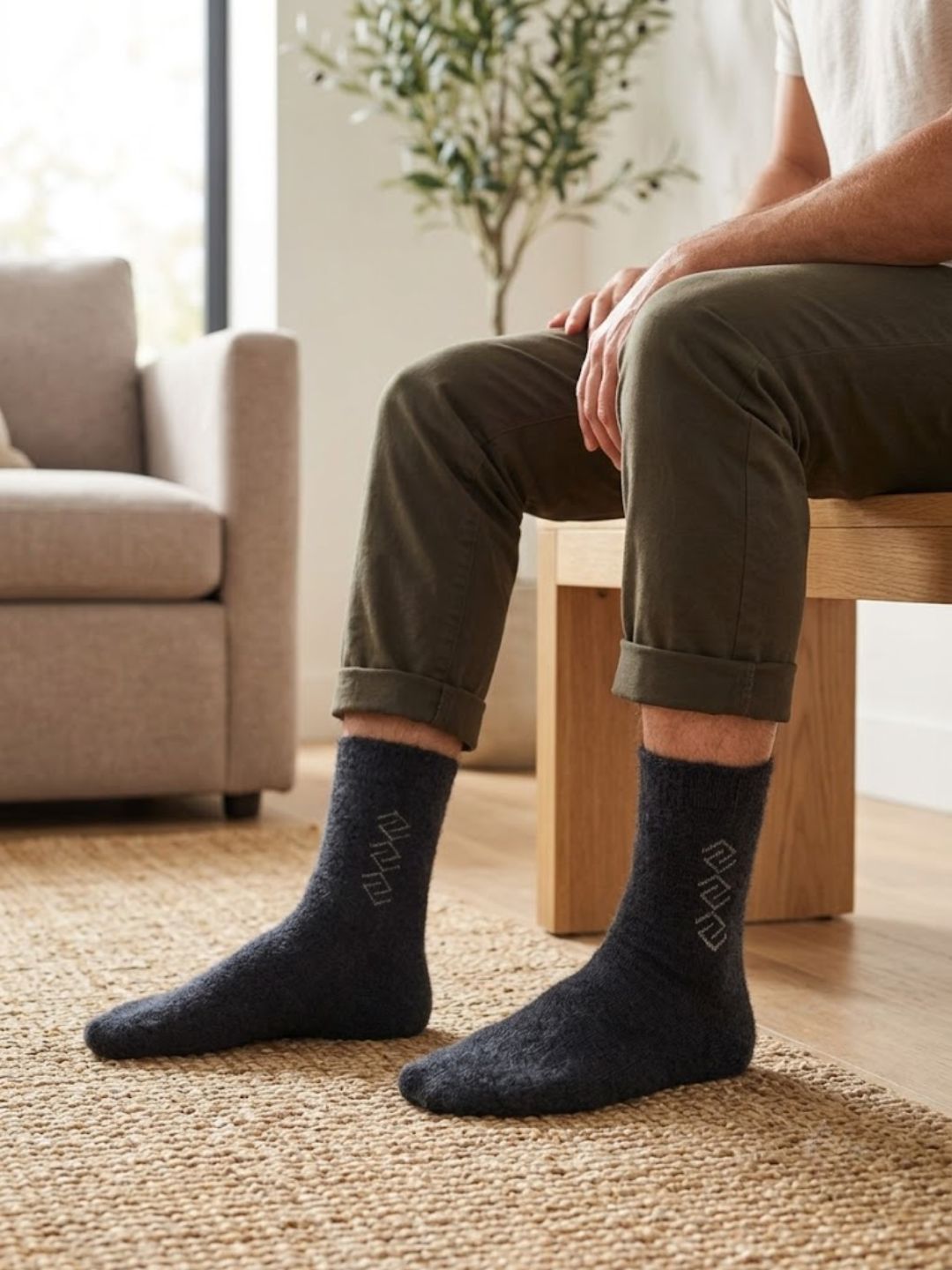 Cdeck Men’s Hair Wool Socks | Soft & Warm Winter Socks | Dark Grey | Single Pair