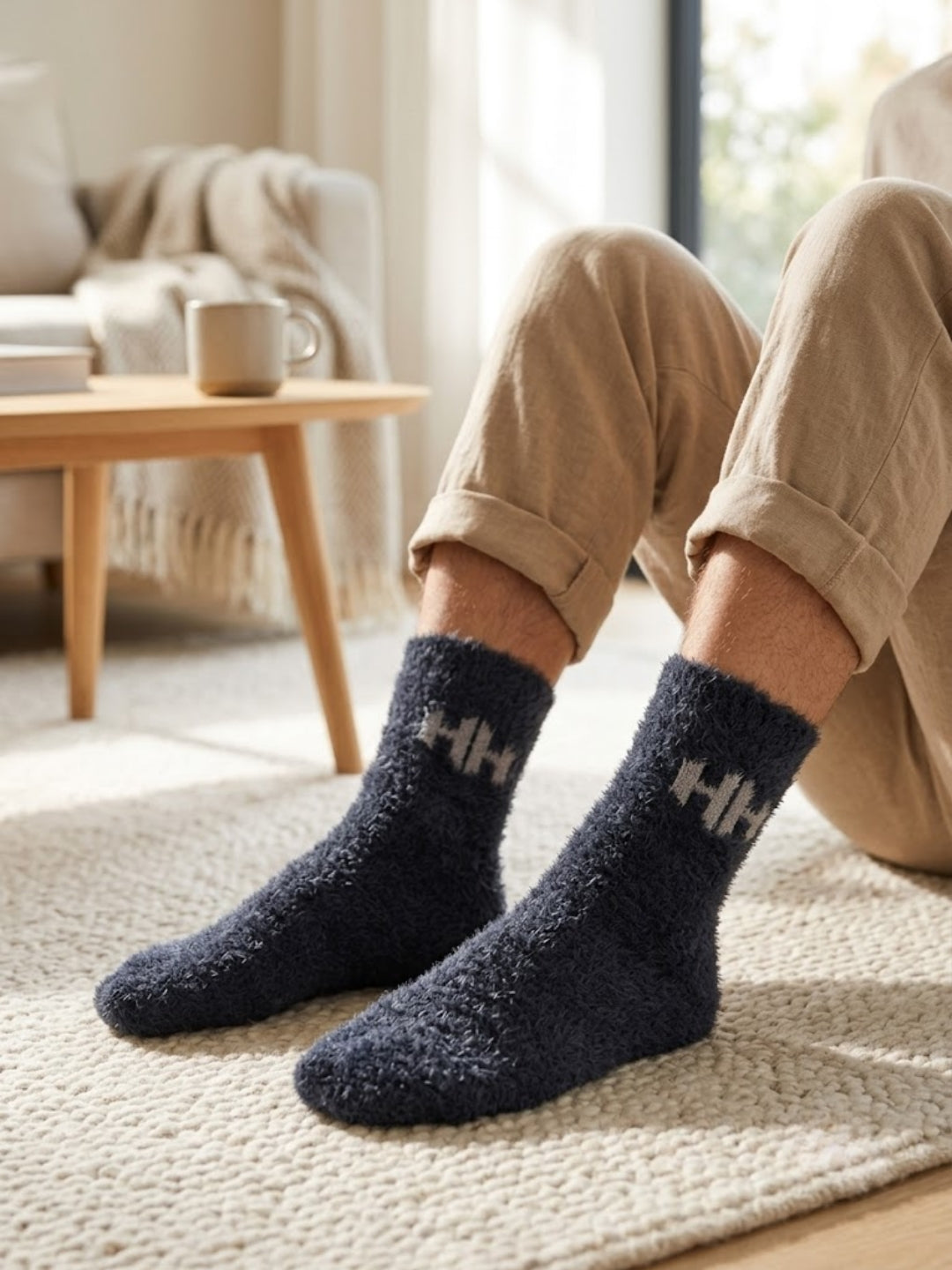 Cdeck Men’s Hair Wool Winter Socks | Single Pair | Soft, Warm, Fuzzy & Stretchable | Comfortable Daily Wear | Navy Blue