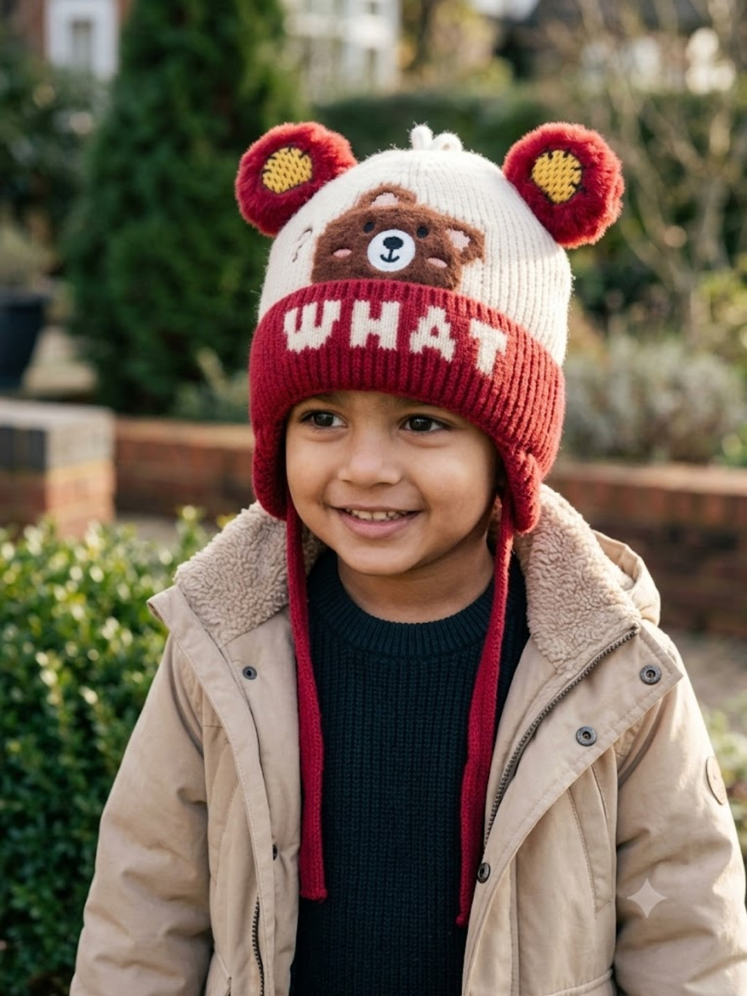 Cdeck Kids Woolen Winter Cap for Boys & Girls | Warm & Comfortable Winter Wear | 2–4 Years| Red