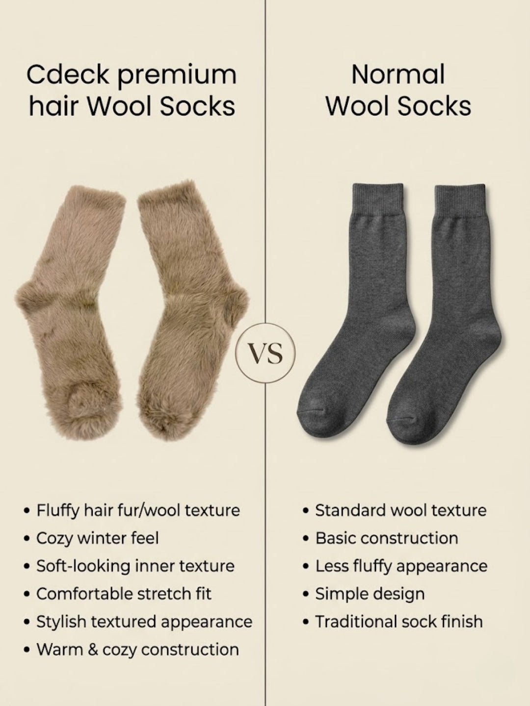 Cdeck Women’s Soft & Warm Fuzzy Socks | Cozy Thick Plush Winter Socks for Women | Beige