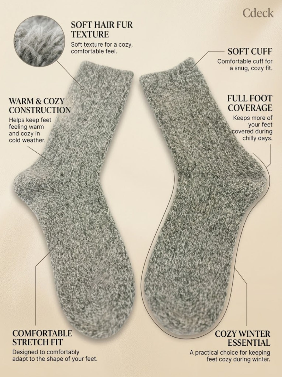 Cdeck Women’s Premium Fuzzy Socks – Soft Warm Winter Socks | Free Size | Green