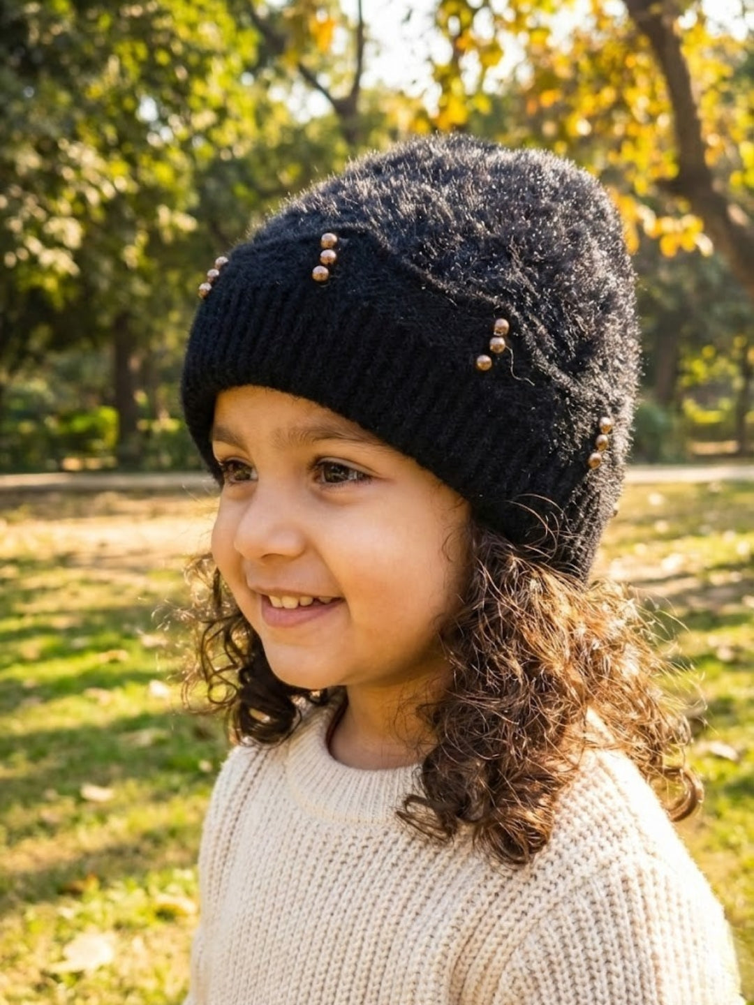 Cdeck Kids Woolen Winter Cap for Baby Girls | Soft, Warm & Comfortable | 1–2 Years