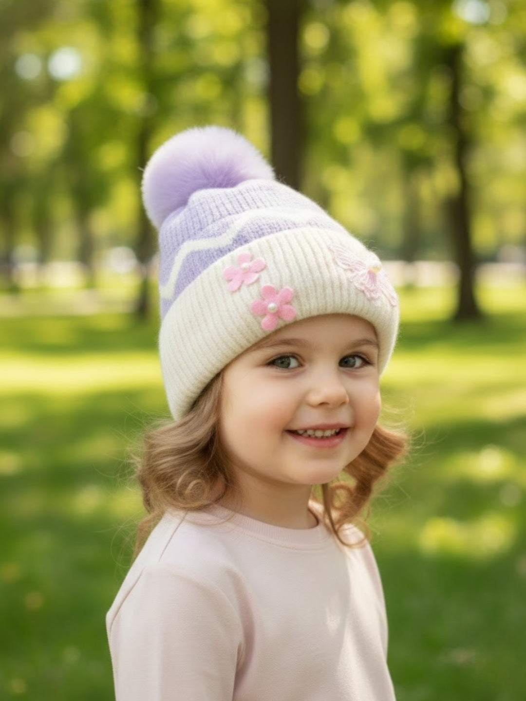 Cdeck Kids Woolen Winter Cap for Baby Girls | Soft, Warm & Comfortable | 1–2 Years