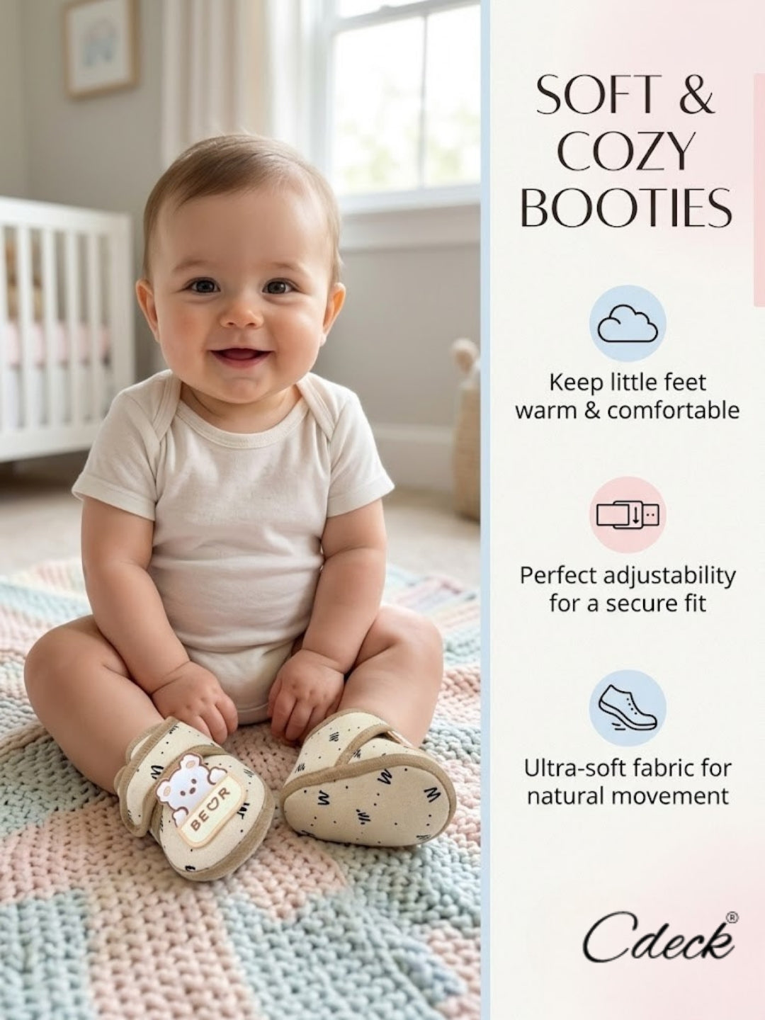 Cdeck Summer Booties for Kids | Soft & Breathable Baby Booties | 3-18 months