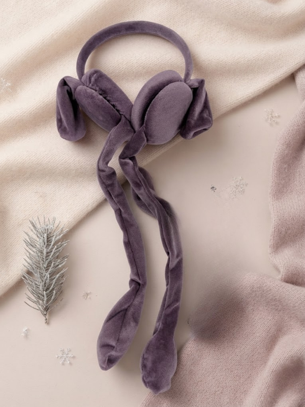 Cdeck Velvet Earmuffs for Girls & Women, Soft Warm Winter Earmuffs with Long Hanging Ear Covers, Free Size