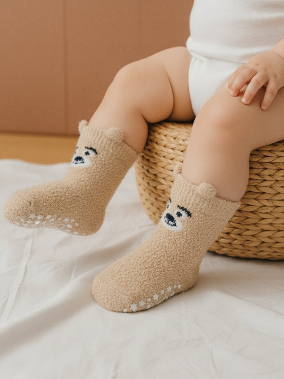 Cdeck Kids Rabbit Wool Anti-Slip Winter Socks | Soft, Warm & Comfortable | 0-4 Years