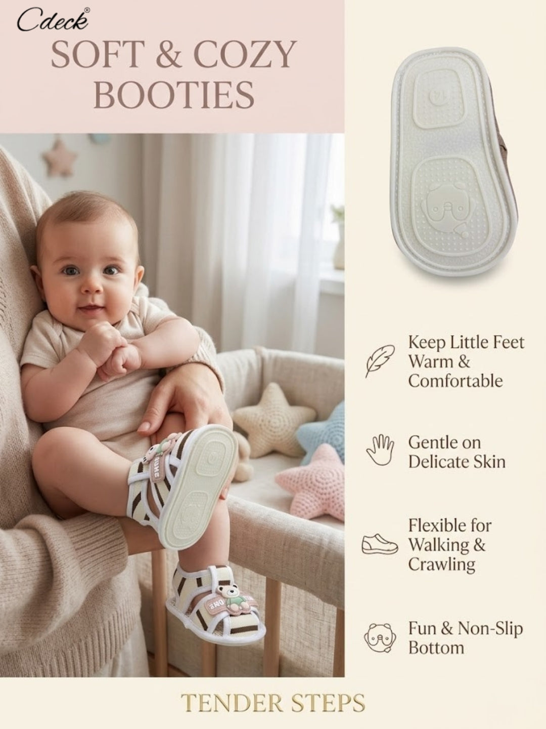 Cdeck Baby Summer Sandals | Lightweight & Comfortable Footwear for Kids | 3-18 months