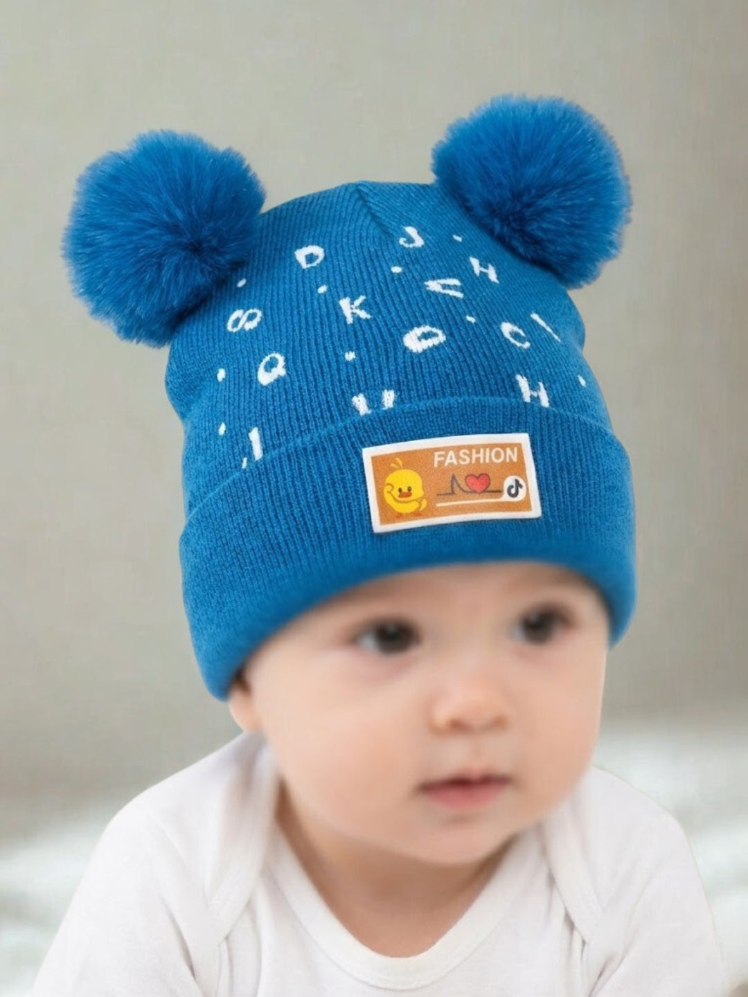 Cdeck Cable Knit Woolen Winter Beanie Cap with Pom Pom | Soft, Warm & Comfortable | 1-3 Years