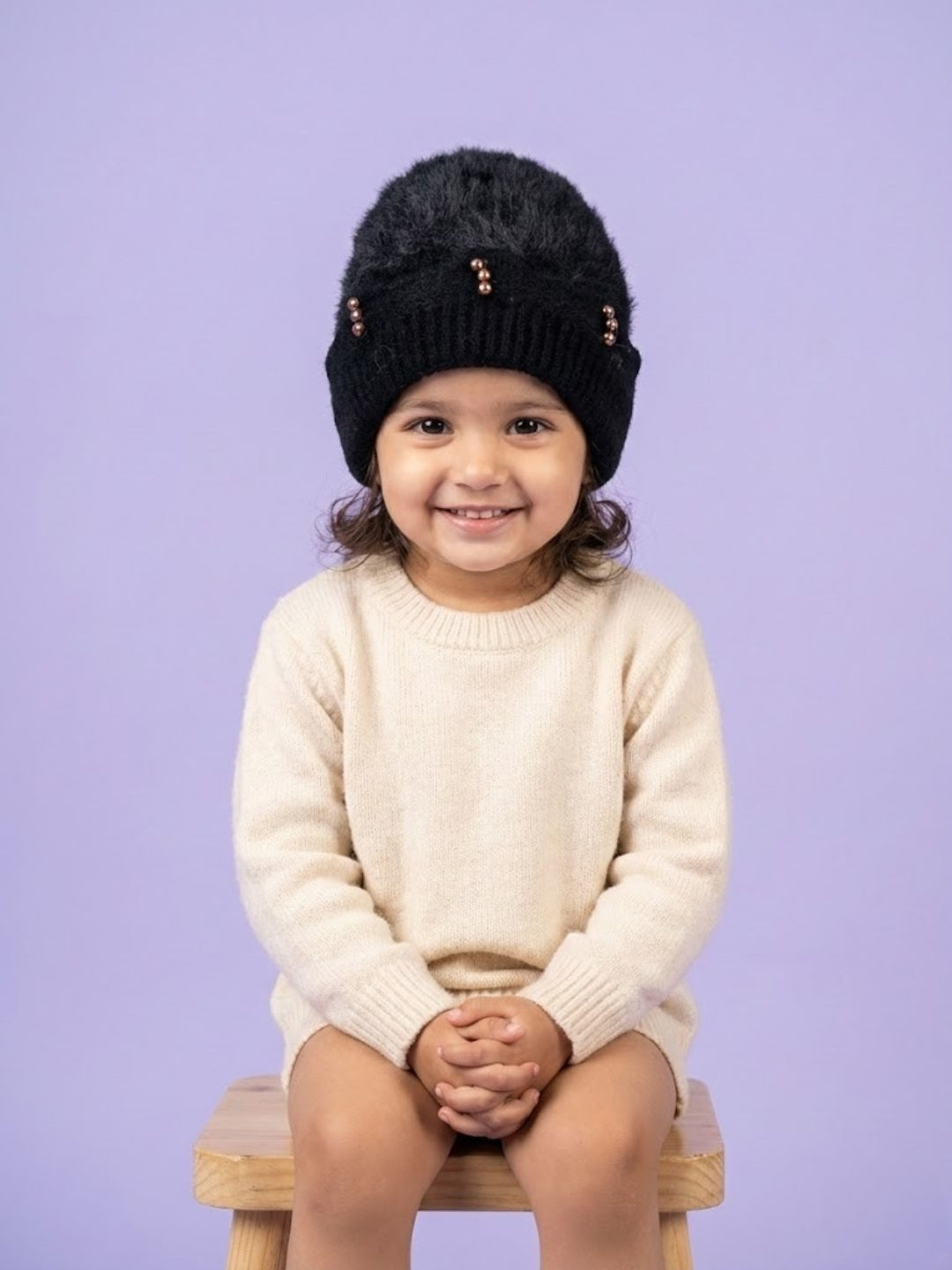 Cdeck Kids Woolen Winter Cap for Baby Girls | Soft, Warm & Comfortable | 1–2 Years