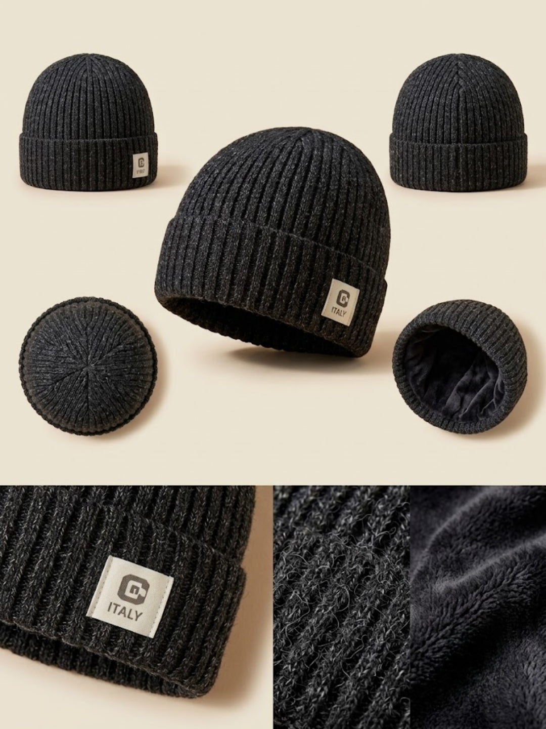 Cdeck Men’s Woolen Winter Cap | Ribbed Knitted Beanie | Free Size | Warm & Comfortable | Black