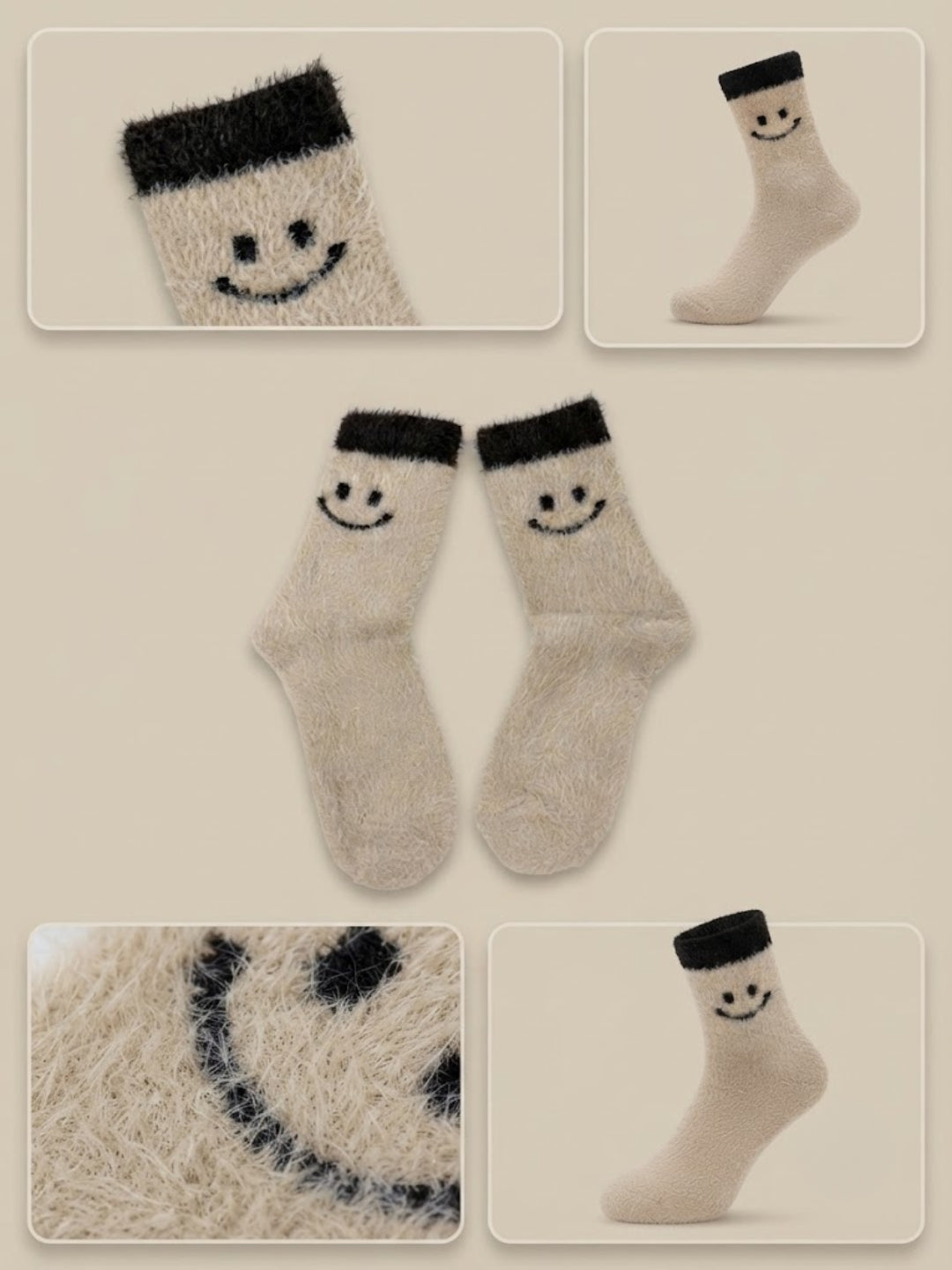 Cdeck Women’s Wool Socks | Soft & Warm Woolen Winter Socks | Free Size | Beige